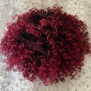 Red ombré curly wig black roots elastic cooling lace kinky currant beauty SIS
